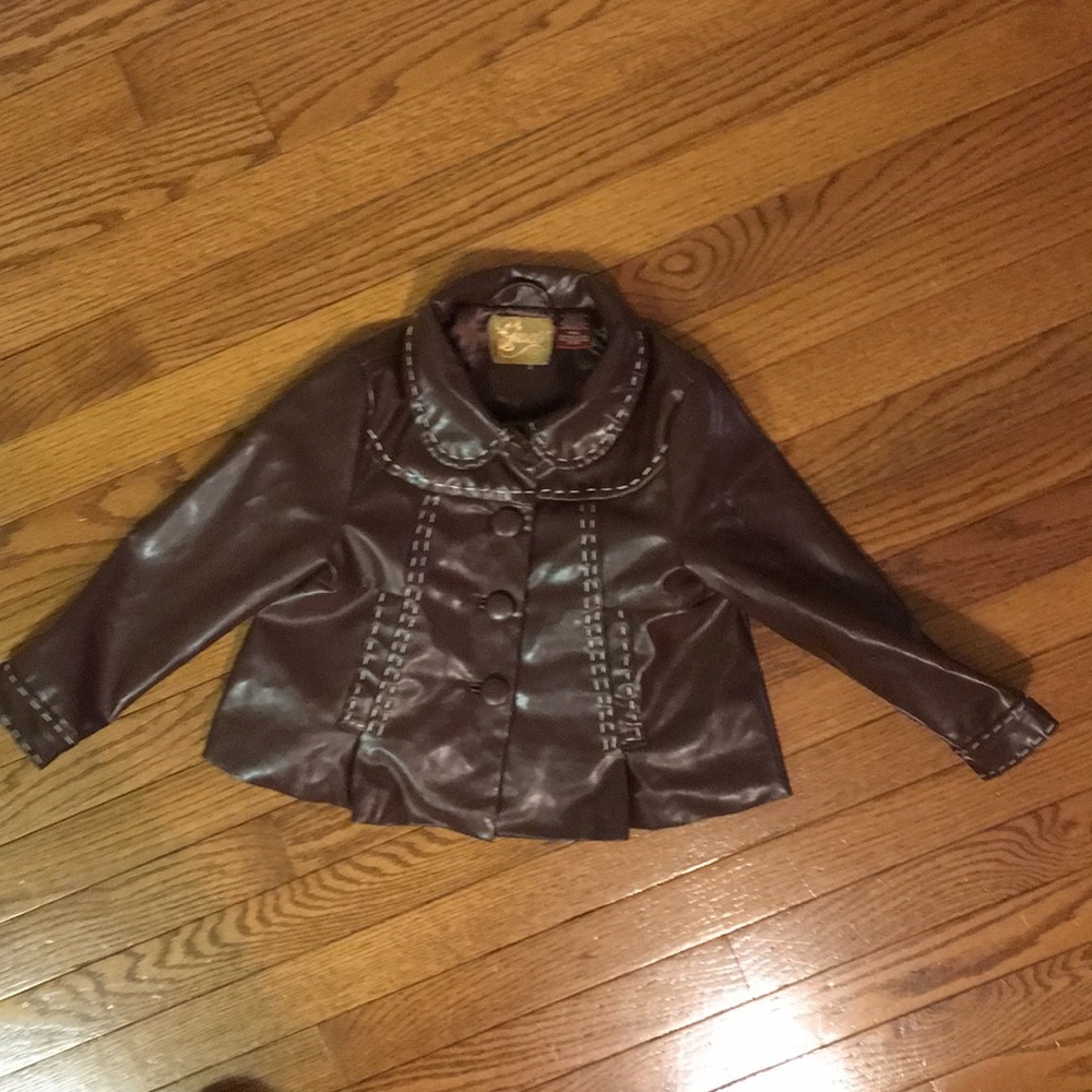 Brown w/white stitching Guess jacket size M(5/6)